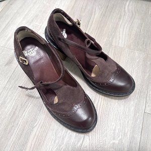 Dr. Martens Women’s Karishma Brown Brogue T-Strap Heels. US 7